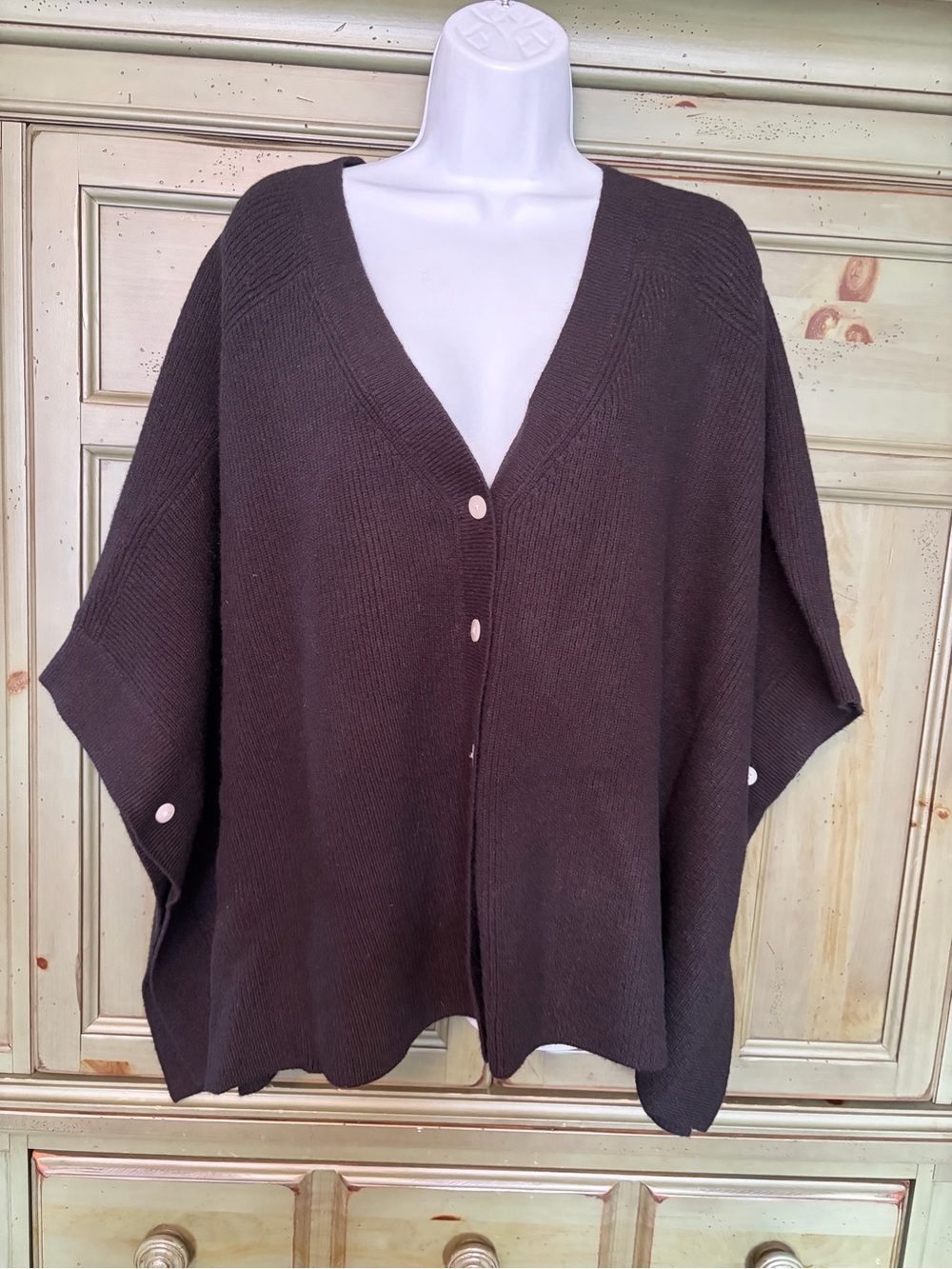 Talbots V-Neck Button Poncho